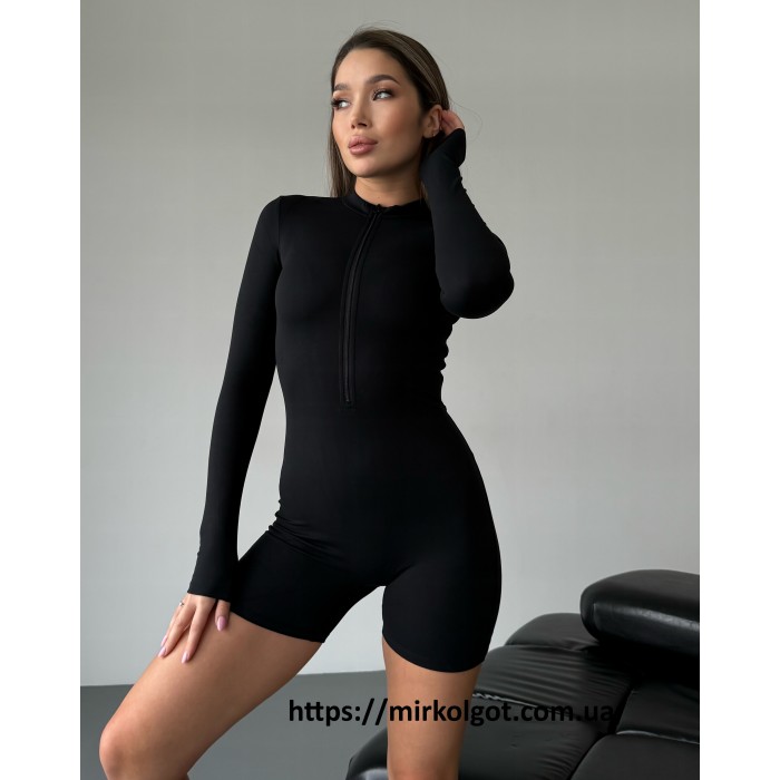 Короткий гладкий комбінізон Shorts Body Crop top model 69 (Black) Короткий гладкий комбінізон Shorts Body Crop top model 69 (Black)